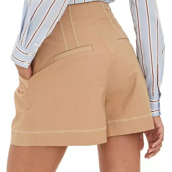 Veronica Beard Jaffe Buckled High Waisted Tailored Short in Khaki 14 MWT $385 - Picture 3 of 6